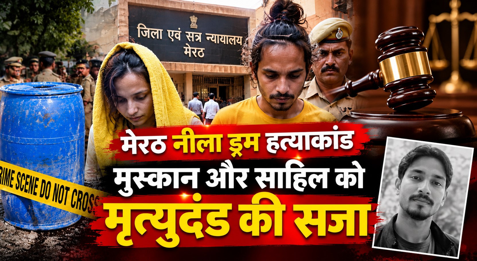 मेरठ नीला ड्रम हत्याकांड: मुस्कान रस्तोगी और साहिल शुक्ला को फांसी की सजा, सौरभ राजपूत की हत्या में कोर्ट का बड़ा फैसला